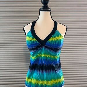 Jantzen Blue Tank Top with Fitted Style and Tie Dye Front